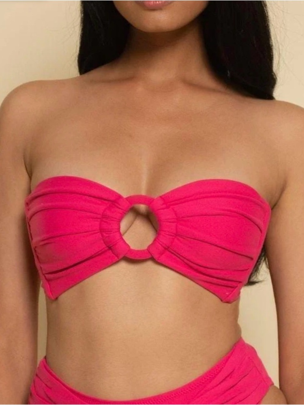 Montce Tori Ties Raspberry Bandeau Bikini Top